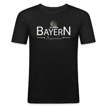 Bayern Bergwandern - Männer Slim Fit T-Shirt - Schwarz - Vorne - Nik (191cm)