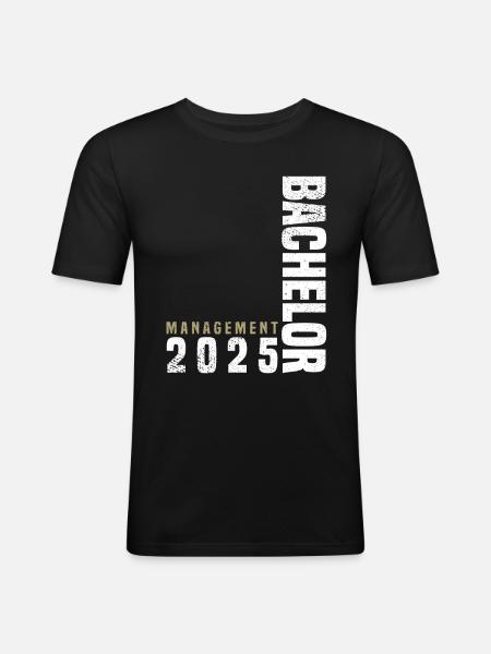 Bachelor Management 2025 - Männer Slim Fit T-Shirt - Schwarz