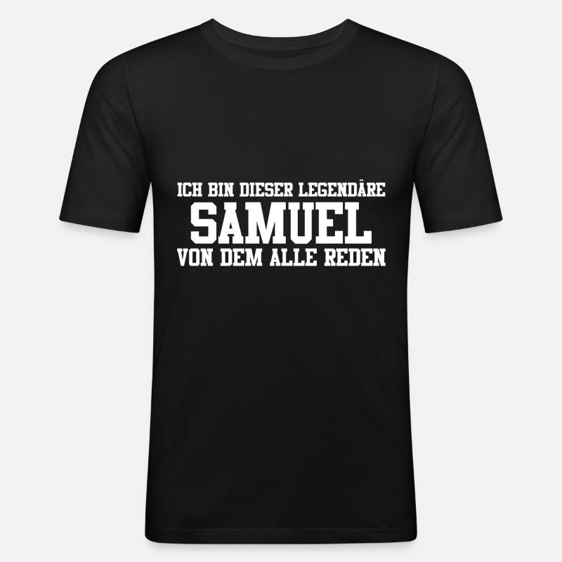 Samuel Name Design - Männer Slim Fit T-Shirt - Schwarz