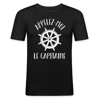 Appelez-moi le capitaine - T-shirt près du corps Homme - noir - Devant - Nik (191cm)