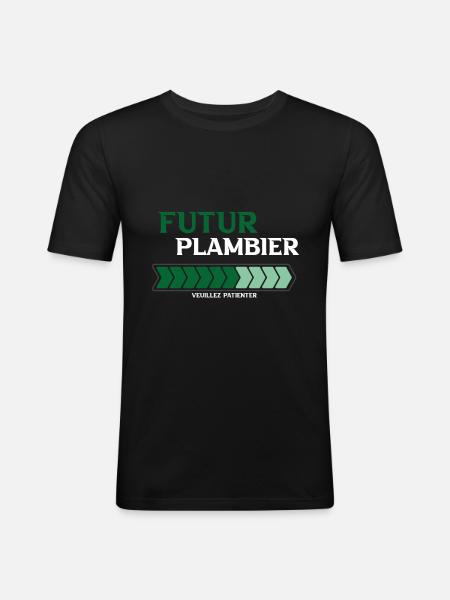 futur plombier - T-shirt près du corps Homme - noir