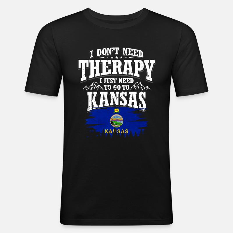 Kansas - Männer Slim Fit T-Shirt - Schwarz