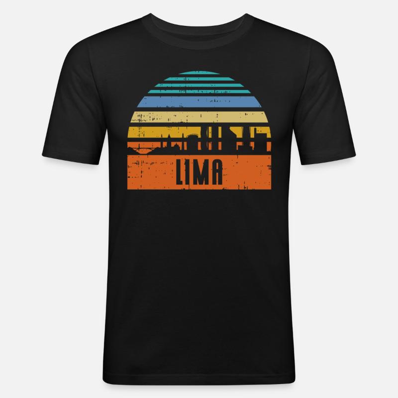 Lima Peru Skyline - Männer Slim Fit T-Shirt - Schwarz