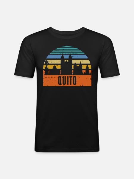 Quito Ecuador Skyline Gift - Men's Slim Fit T-Shirt - black