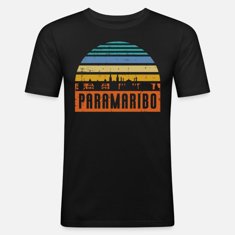 Paramaribo Skyline - Männer Slim Fit T-Shirt - Schwarz