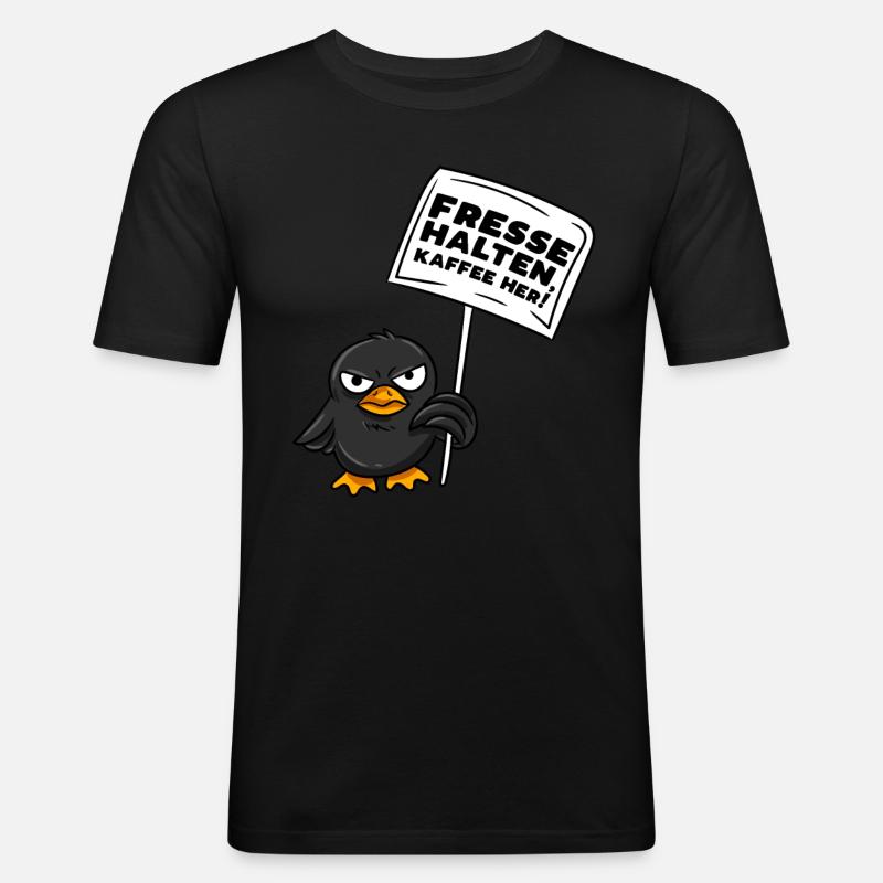 Kaffee - Männer Slim Fit T-Shirt - Schwarz