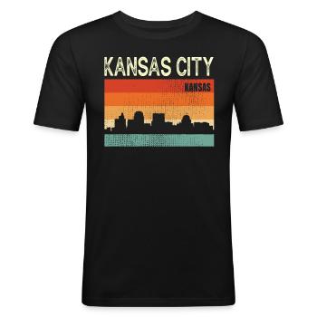 Kansas City Missouri - T-shirt près du corps Homme - noir - Devant - Nik (191cm)
