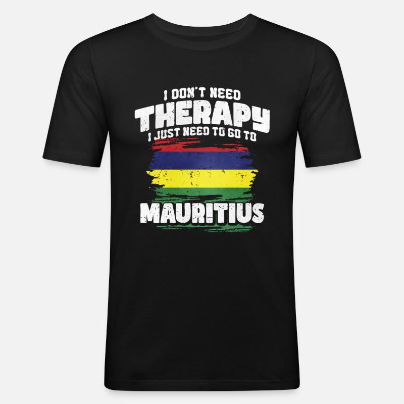 Mauritius - Männer Slim Fit T-Shirt - Schwarz