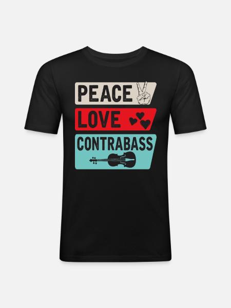 Contrebasse Contrebasse Instrument de viole - T-shirt près du corps Homme - noir