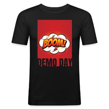 Boom Comic Style It's Demo Day für dein Hausabriss - Männer Slim Fit T-Shirt - Schwarz - Vorne - Nik (191cm)