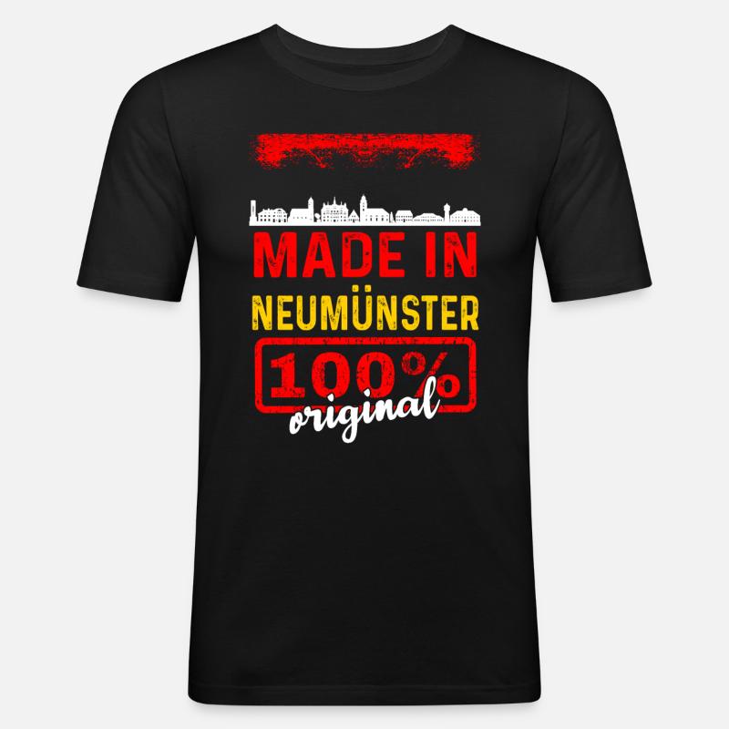 Neumünster Geschenk - Männer Slim Fit T-Shirt - Schwarz