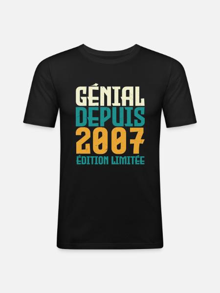 Génial depuis 2007 - T-shirt près du corps Homme - noir