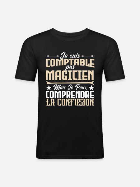 Je suis comptable pas magicienne. - T-shirt près du corps Homme - noir
