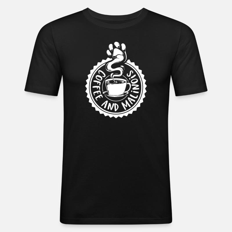 Kaffee und Malinois - Männer Slim Fit T-Shirt - Schwarz