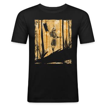 Samurai Japanese Art Vintage Fighter Retro - Men's Slim Fit T-Shirt - black - Front - Nik (191cm)