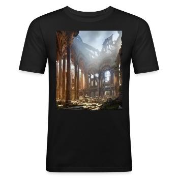 Mythologie grecque Temple Ruines Grèce - T-shirt près du corps Homme - noir - Devant - Nik (191cm)