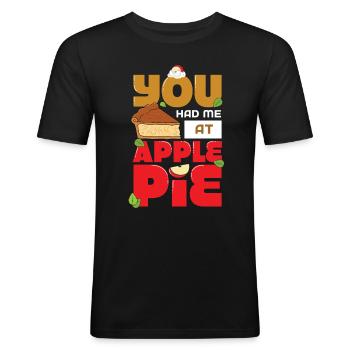 Tarte aux pommes - T-shirt près du corps Homme - noir - Devant - Nik (191cm)