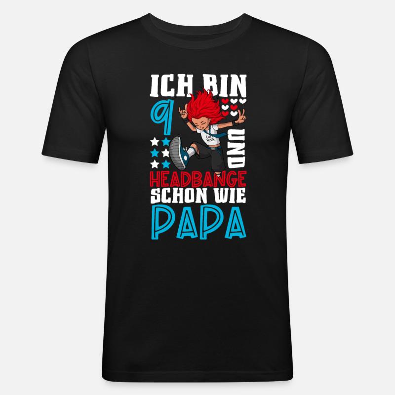 Ich bin 9 - Mädchen Rocker - Männer Slim Fit T-Shirt - Schwarz