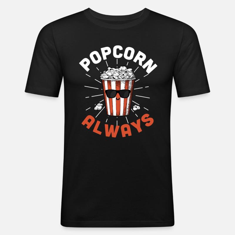 Popcorn - Männer Slim Fit T-Shirt - Schwarz
