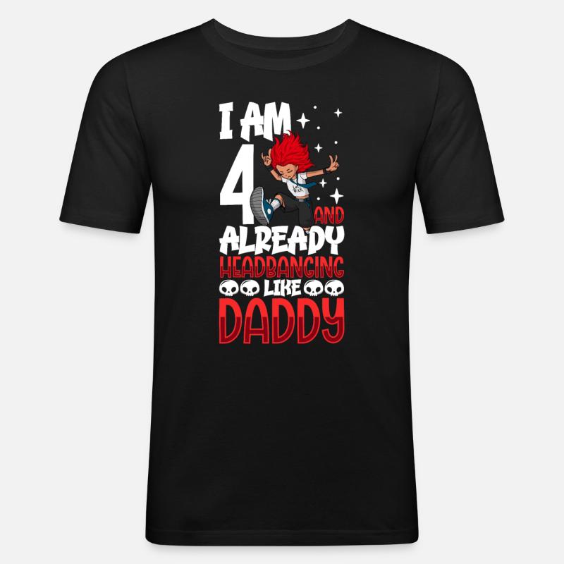 Ich bin 4 - Mädchen Rocker - Männer Slim Fit T-Shirt - Schwarz