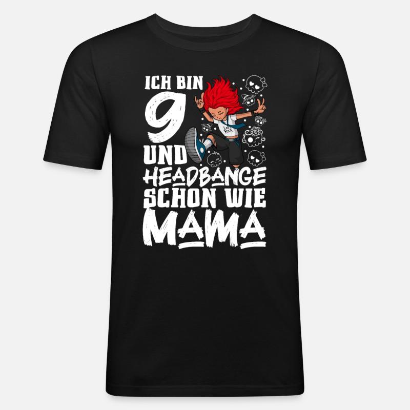 Ich bin 9 - Mädchen Rocker - Männer Slim Fit T-Shirt - Schwarz