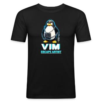 Funny for Linux Admins VIM Escape Artist Tux - Männer Slim Fit T-Shirt - Schwarz - Vorne - Nik (191cm)