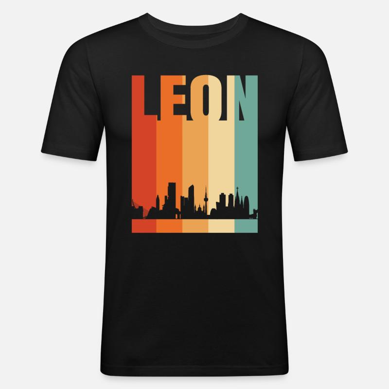 León - Männer Slim Fit T-Shirt - Schwarz