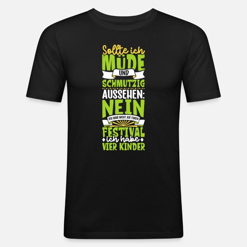 Müde und schmutzig - vier Kinder - Männer Slim Fit T-Shirt - Schwarz