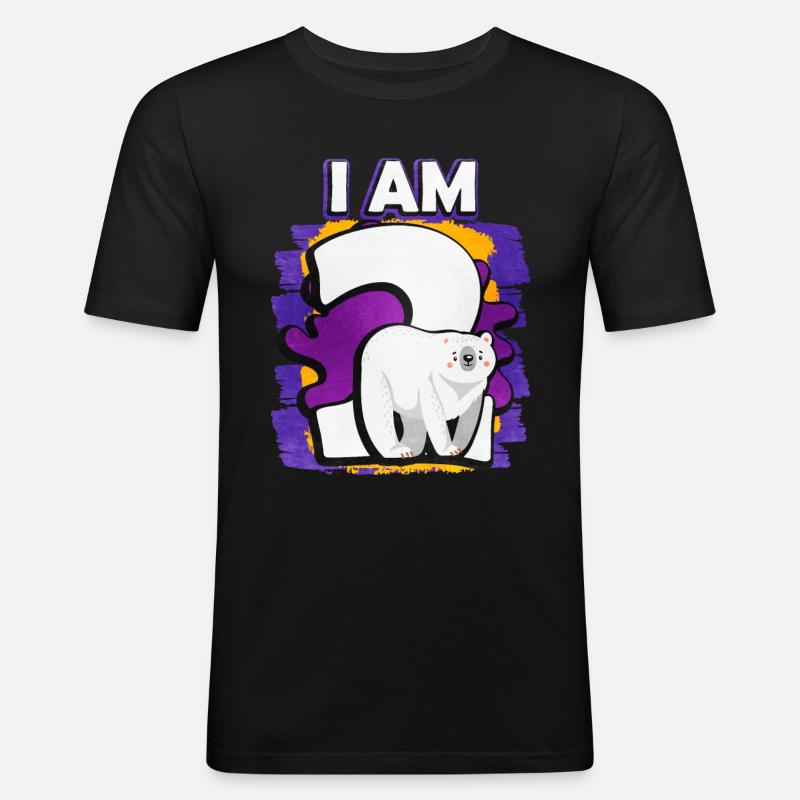 Ich Bin 2 Eisbär - Männer Slim Fit T-Shirt - Schwarz