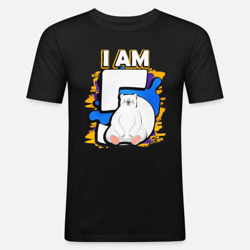 Ich Bin 5 Eisbär - Männer Slim Fit T-Shirt - Schwarz