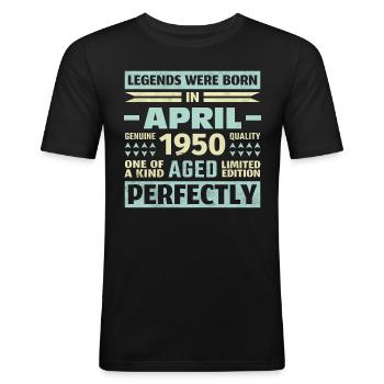 73ème anniversaire Avril Millésime 1950 Millésime - T-shirt près du corps Homme - noir - Devant - Nik (191cm)