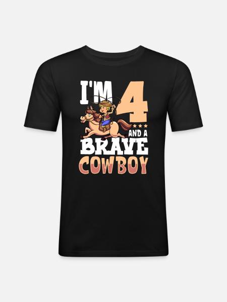 I'm 4 - Boy Cowboy - Men's Slim Fit T-Shirt - black