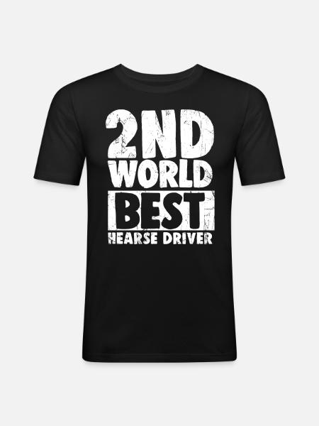 Zweitbester Leichenwagenfahrer der Welt - Männer Slim Fit T-Shirt - Schwarz