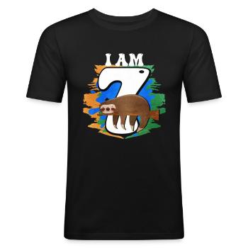 Ich Bin 7 Faultier - Männer Slim Fit T-Shirt - Schwarz - Vorne - Nik (191cm)