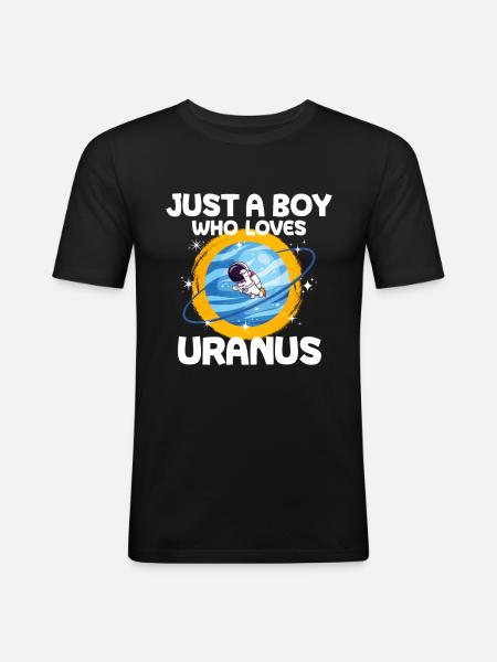 Uranus Planet Geschenk - Männer Slim Fit T-Shirt - Schwarz