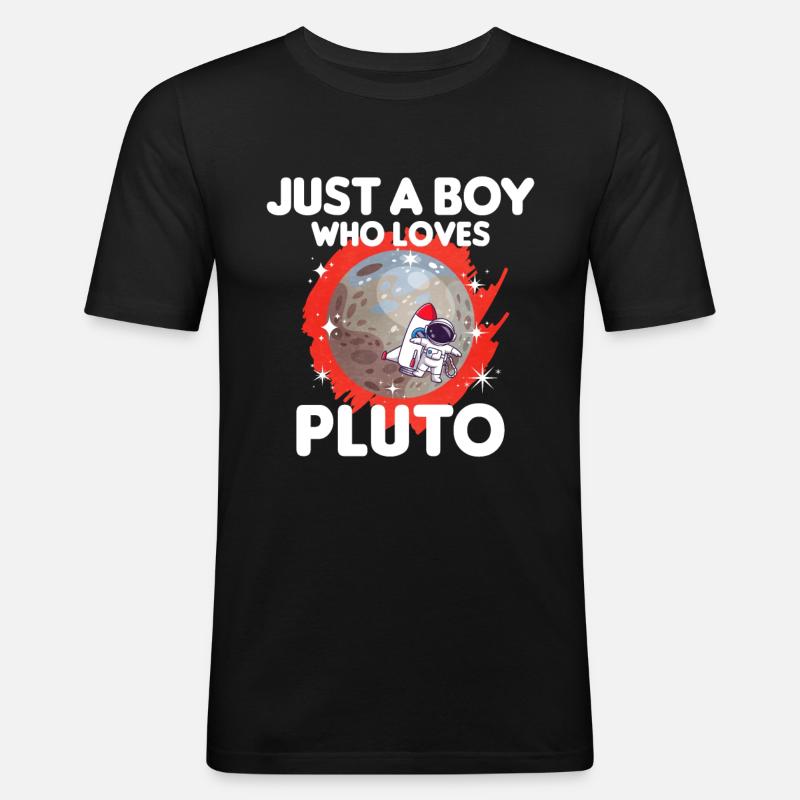 Pluto Planet Geschenk - Männer Slim Fit T-Shirt - Schwarz