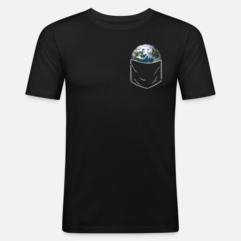 Erde - Männer Slim Fit T-Shirt - Schwarz