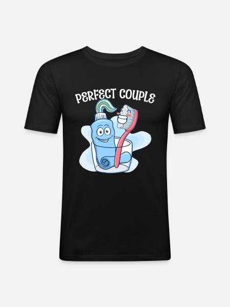 Pair Toothbrush Toothpaste Sweet - Men's Slim Fit T-Shirt - black