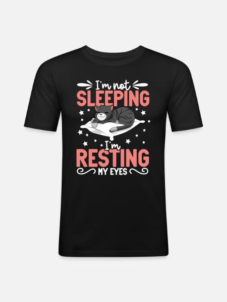I don't sleep - cat - Men's Slim Fit T-Shirt - black