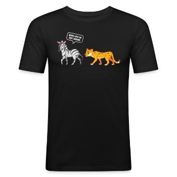 Zebra - Männer Slim Fit T-Shirt - Schwarz - Vorne - Nik (191cm)