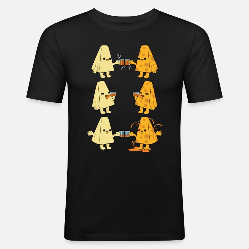 Bier mit Käse - Männer Slim Fit T-Shirt - Schwarz