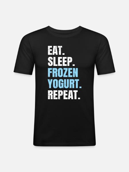 Eat Sleep Frozen Yogurt Repeat - Men's Slim Fit T-Shirt - black