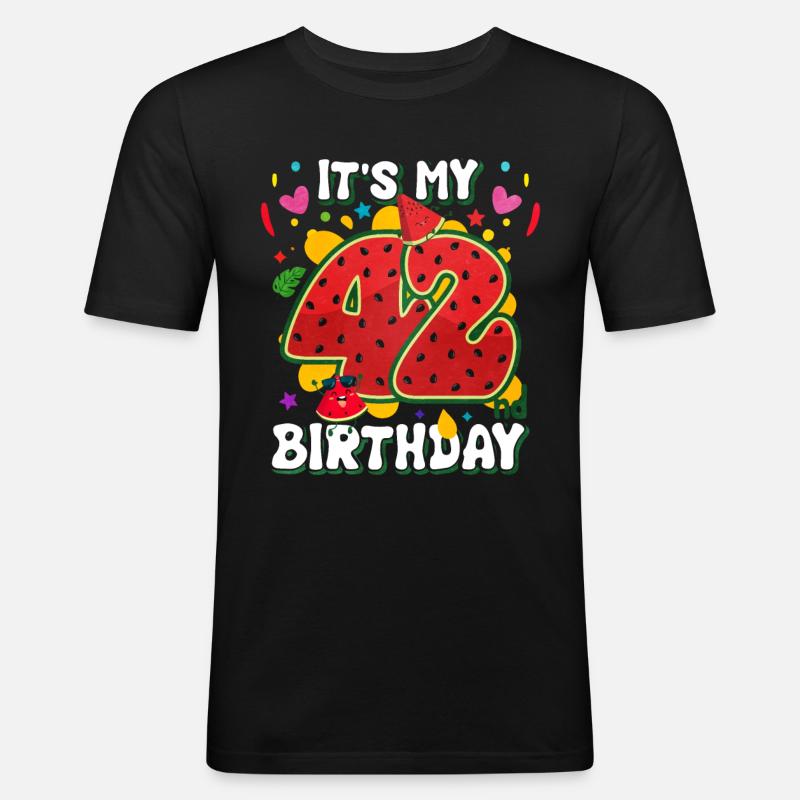 42e anniversaire Pastèque - T-shirt près du corps Homme - noir