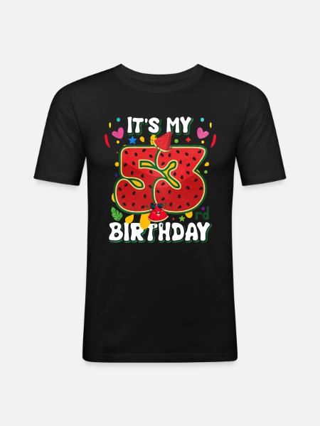 53e anniversaire Pastèque - T-shirt près du corps Homme - noir