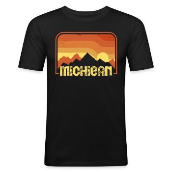 Michigan - Men's Slim Fit T-Shirt - black - Front - Nik (191cm)