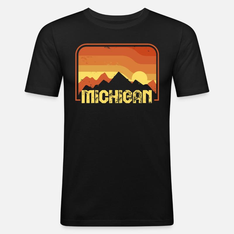michigan - Männer Slim Fit T-Shirt - Schwarz