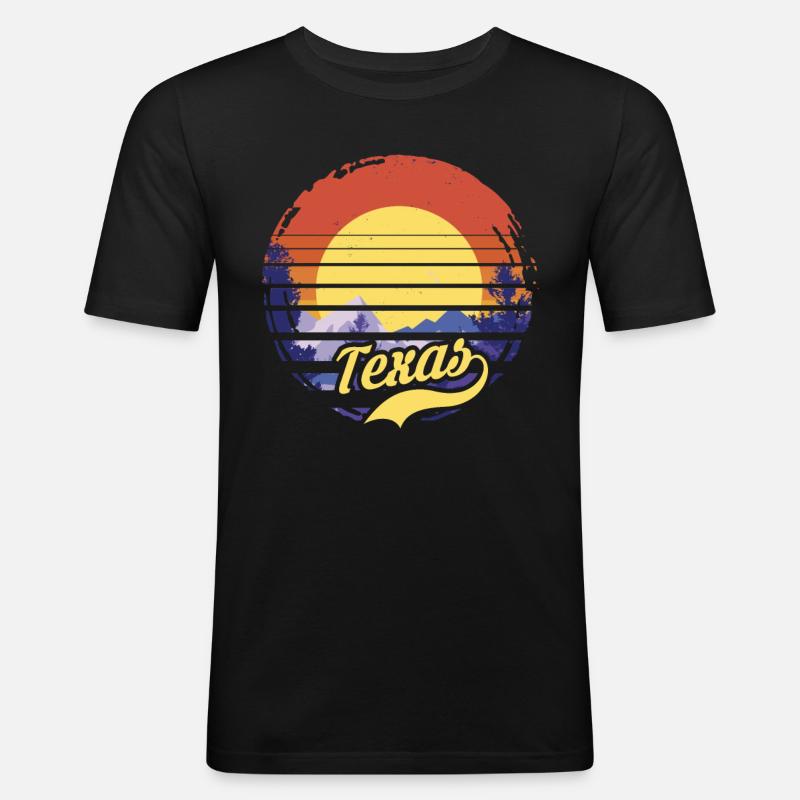 Texas - Männer Slim Fit T-Shirt - Schwarz