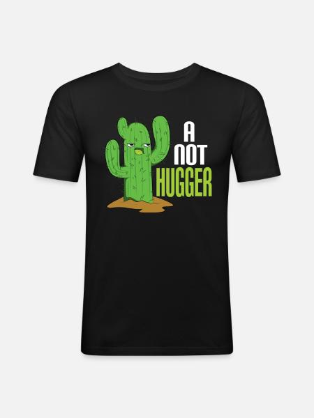 Cactus No Hug Social Distancing - Men's Slim Fit T-Shirt - black