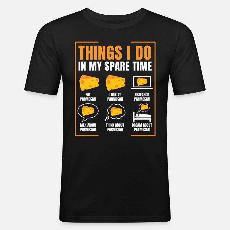 Parmesan - Männer Slim Fit T-Shirt - Schwarz