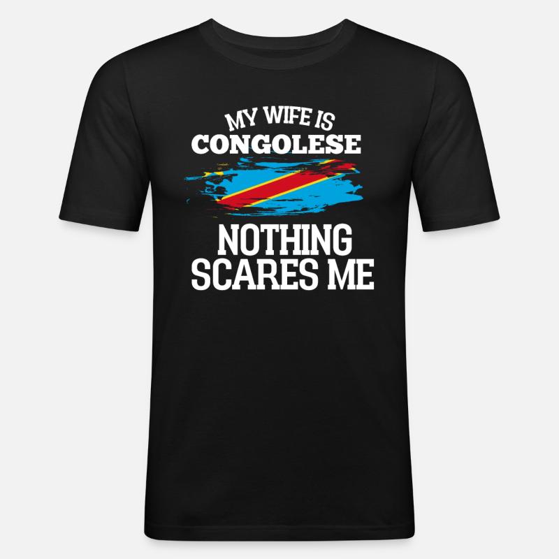 Kongo Ehefrau - Männer Slim Fit T-Shirt - Schwarz